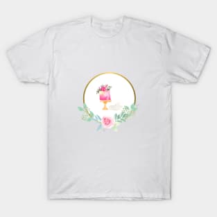 Watercolor Cake in Pinks and Florals | Greeting card T-Shirt